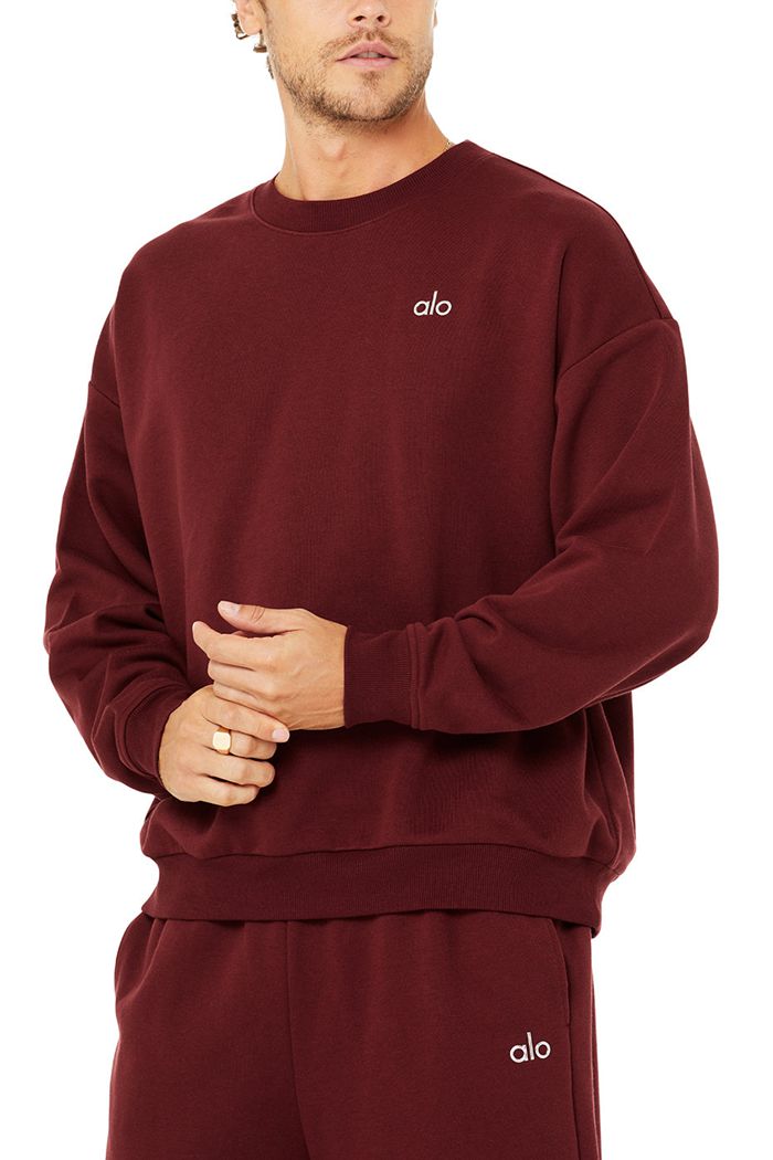 Alo Yoga Accolade Crew Neck Sweatshirt Herr Röda | 3051826-QU