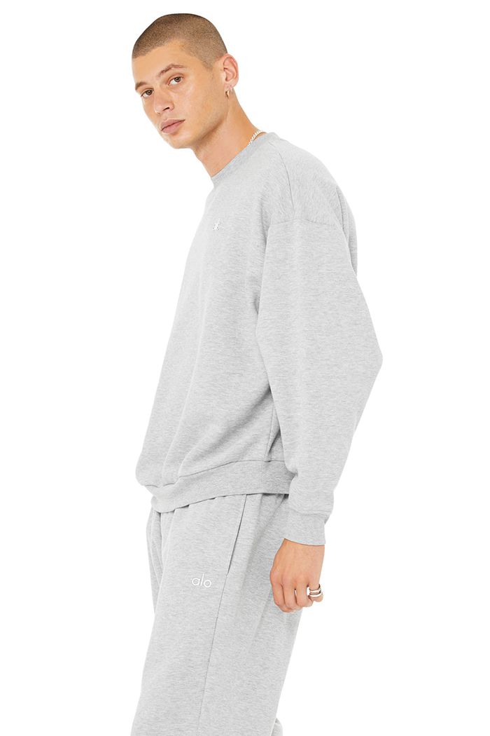 Alo Yoga Accolade Crew Neck Sweatshirt Herr Grå | 7415069-SR