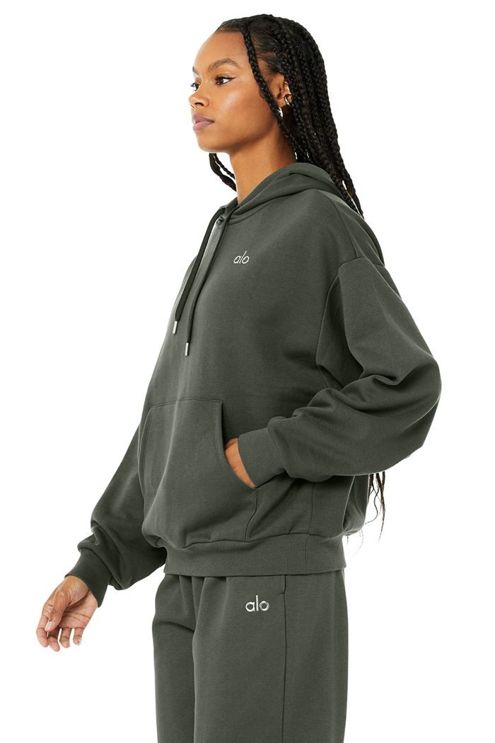 Alo Yoga Accolade Hoodie Dam Mörkgröna | 2895710-EG