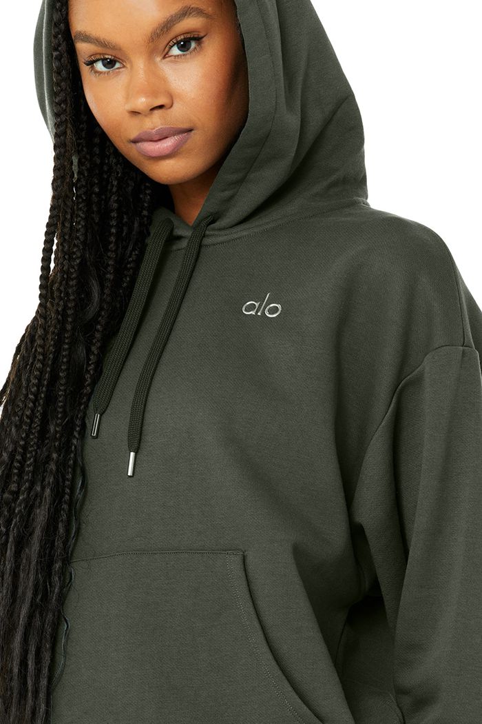 Alo Yoga Accolade Hoodie Dam Mörkgröna | 2895710-EG