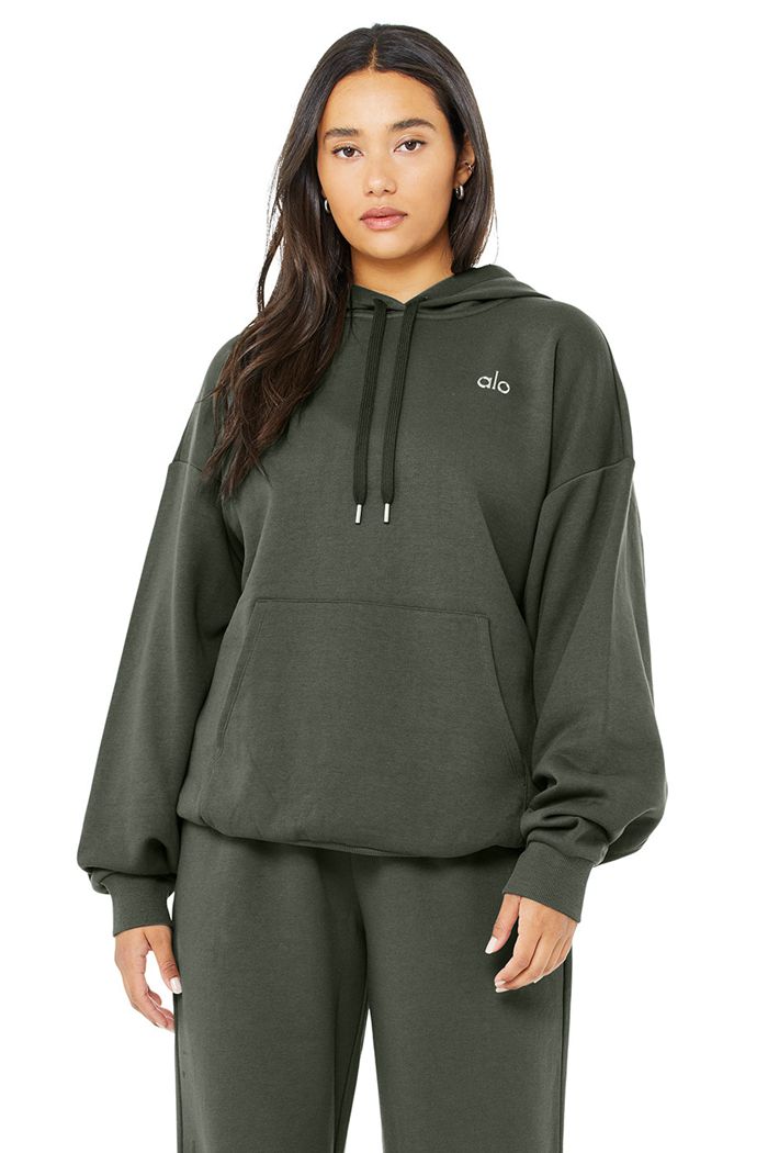 Alo Yoga Accolade Hoodie Dam Mörkgröna | 2895710-EG