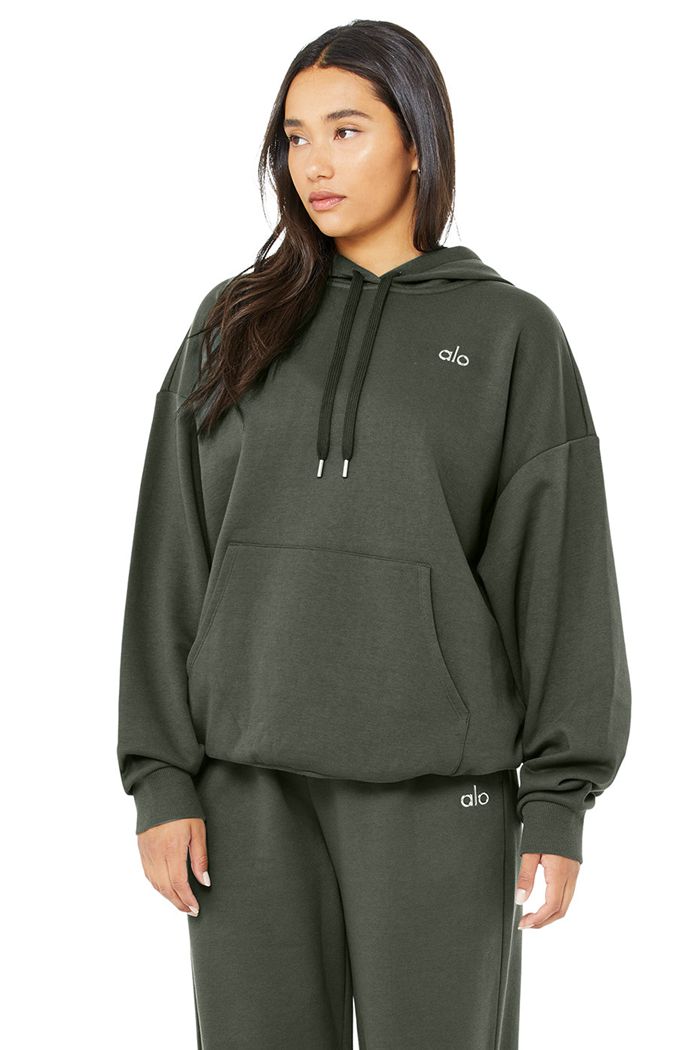 Alo Yoga Accolade Hoodie Dam Mörkgröna | 2895710-EG