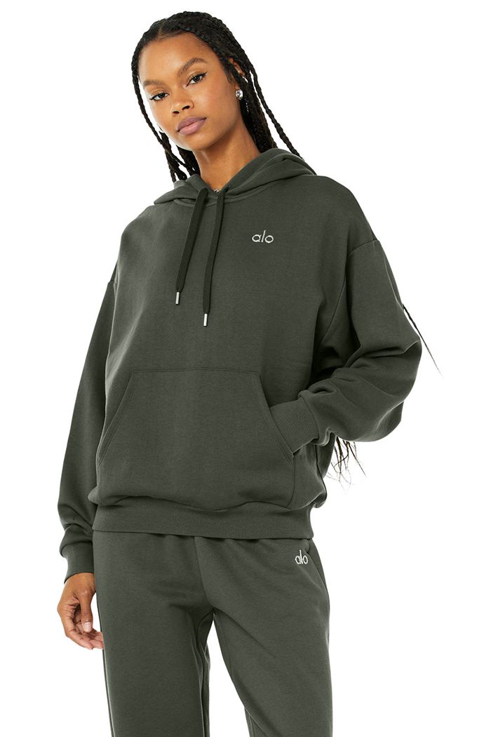 Alo Yoga Accolade Hoodie Dam Mörkgröna | 2895710-EG