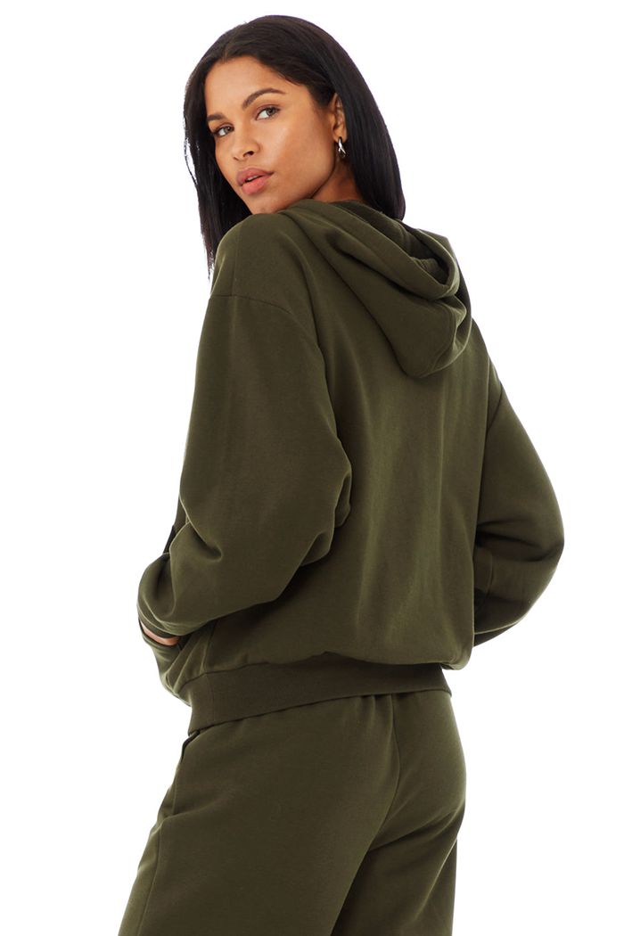 Alo Yoga Accolade Hoodie Dam Mörkolivgröna | 9785316-DS