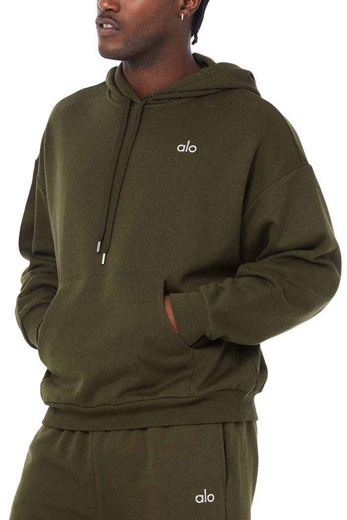 Alo Yoga Accolade Hoodie Herr Mörkolivgröna | 4583721-MR