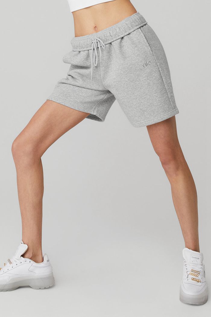 Alo Yoga Accolade Sweat Short Dam Grå | 6814057-KQ