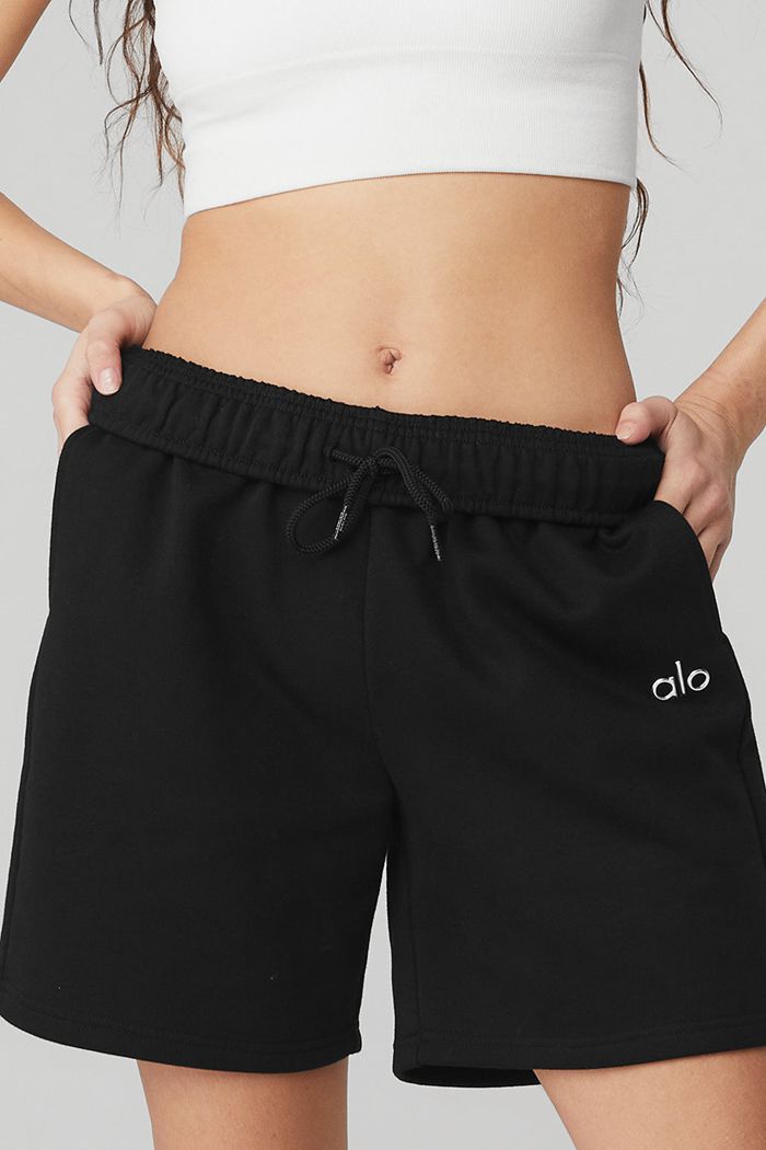 Alo Yoga Accolade Sweat Short Dam Svarta | 3012659-VJ