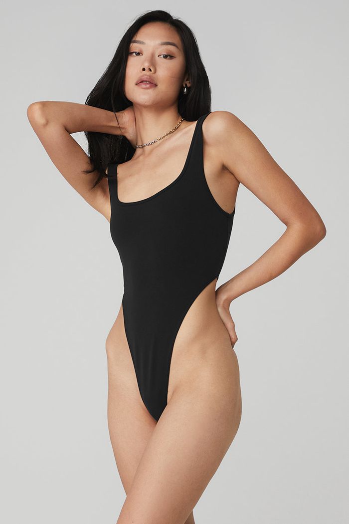 Alo Yoga Airbrush Hot Shot Bodysuit Dam Svarta | 2576034-MJ