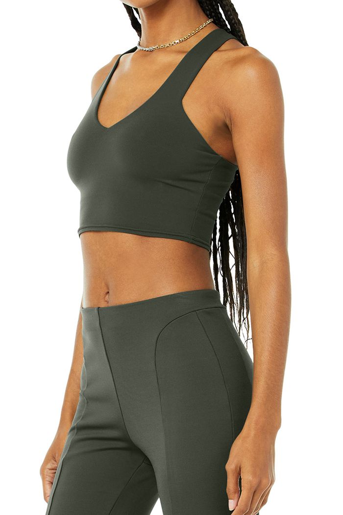 Alo Yoga Airbrush Real Tank Tops Dam Mörkgröna | 4163529-QD