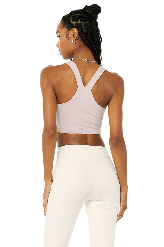 Alo Yoga Airbrush Real Tank Tops Dam Rosa | 6473189-PR