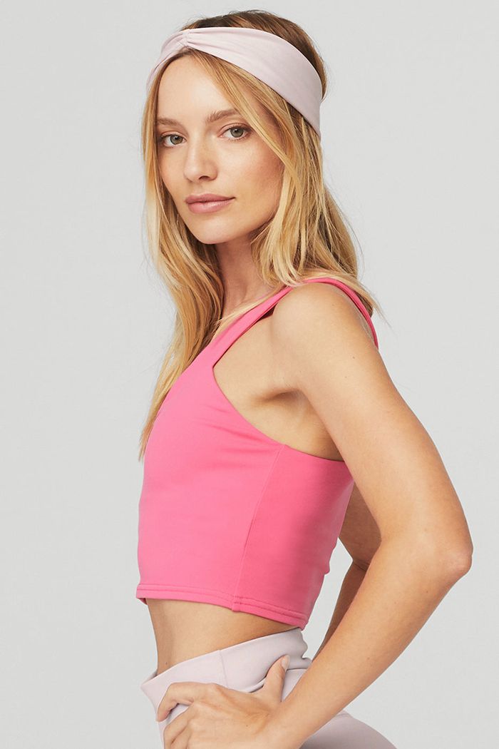 Alo Yoga Airbrush Real Tank Tops Dam Rosa Fuchsia | 8290374-KB