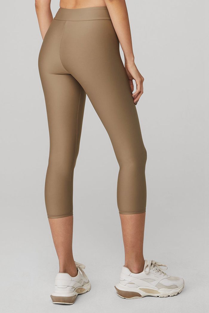 Alo Yoga Airlift High-Midja Conceal-Zip Capri Byxor Dam Bruna | 9031426-NS