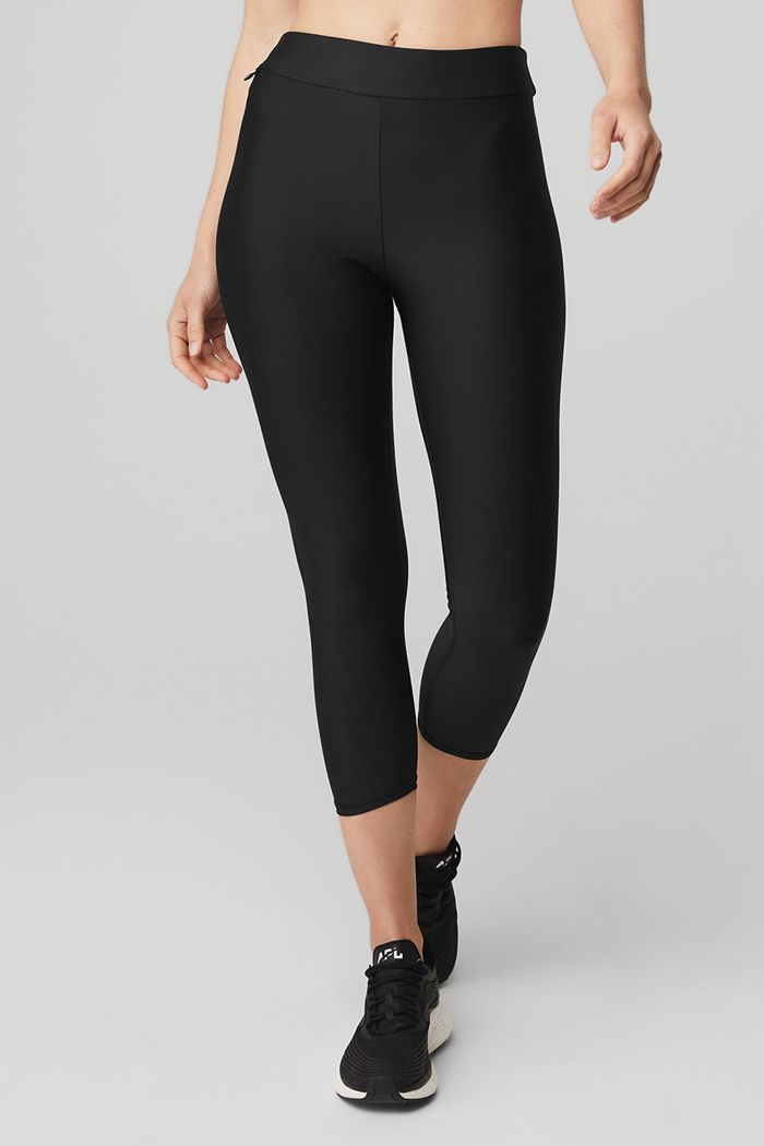 Alo Yoga Airlift High-Midja Conceal-Zip Capri Byxor Dam Svarta | 9816725-QL