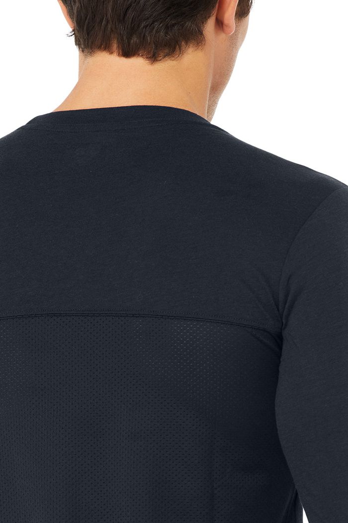 Alo Yoga Airwave Long Sleeve Herr Marinblå | 2830917-SG