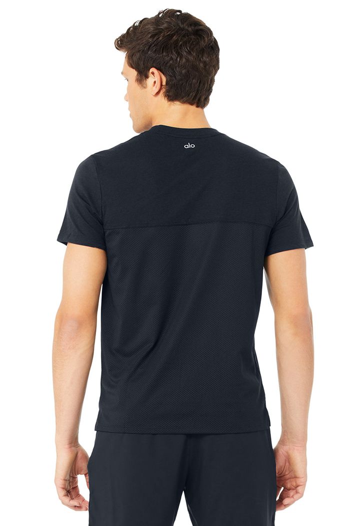 Alo Yoga Airwave Tee Short Sleeve Herr Marinblå | 5268734-HV