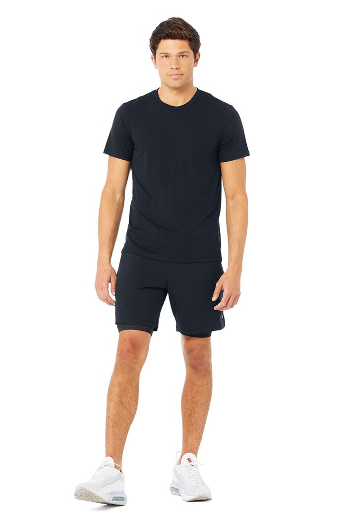 Alo Yoga Airwave Tee Short Sleeve Herr Marinblå | 5268734-HV