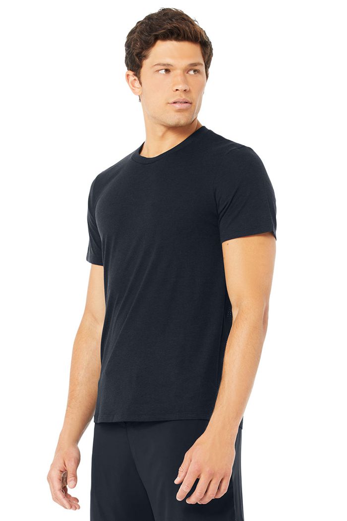 Alo Yoga Airwave Tee Short Sleeve Herr Marinblå | 5268734-HV