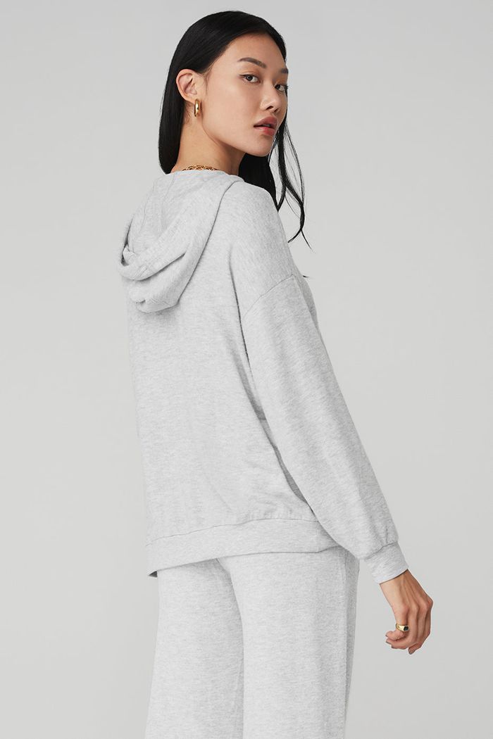 Alo Yoga Alolux Cozy Hoodie Dam Grå | 3192470-FZ