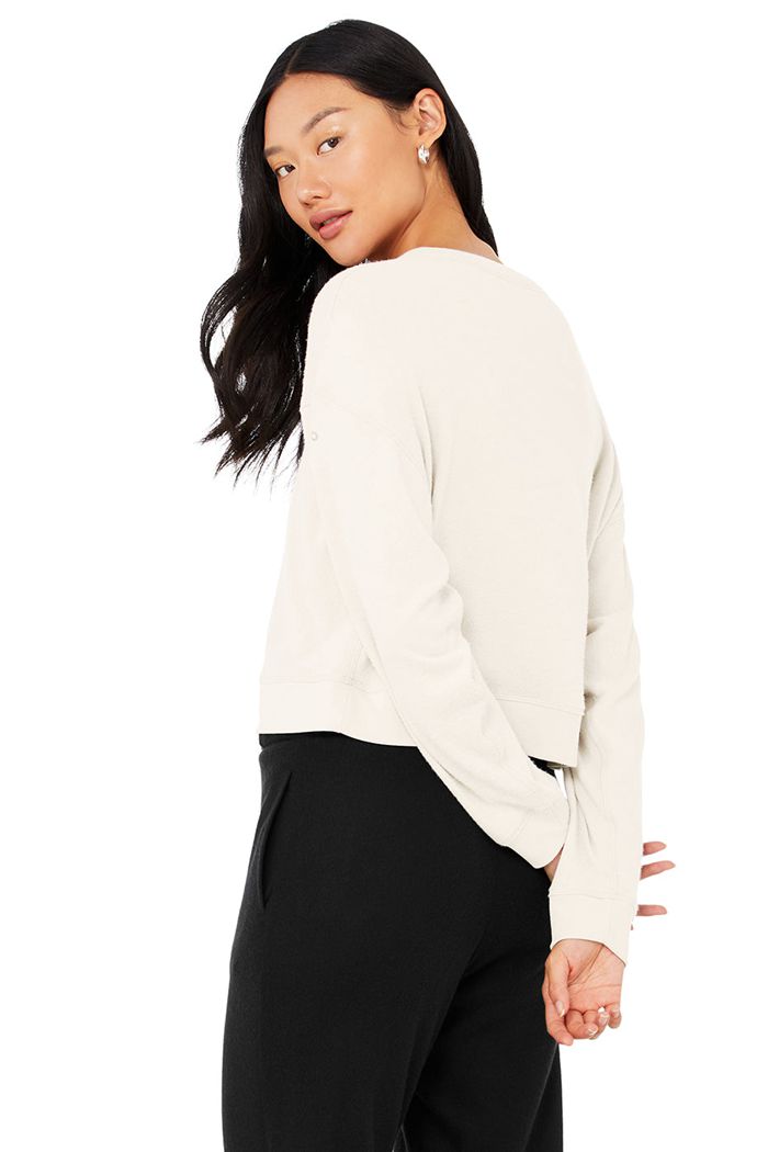 Alo Yoga Alolux Soho Cropped Henley Long Sleeve Dam Vita | 7143509-JA