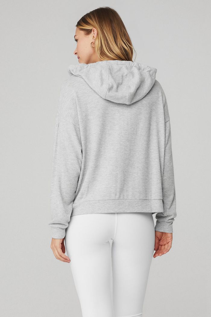 Alo Yoga Alolux Soho Full Zip Hoodie Dam Grå | 5237619-YA