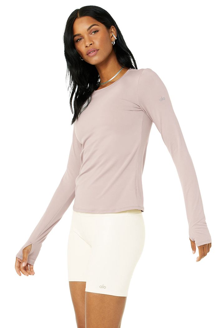 Alo Yoga Alosoft Finesse Long Sleeve Dam Rosa | 1728906-DB