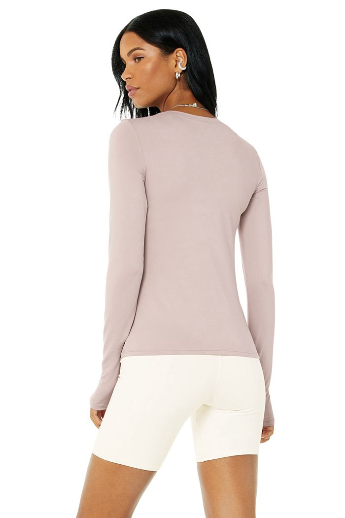 Alo Yoga Alosoft Finesse Long Sleeve Dam Rosa | 1728906-DB