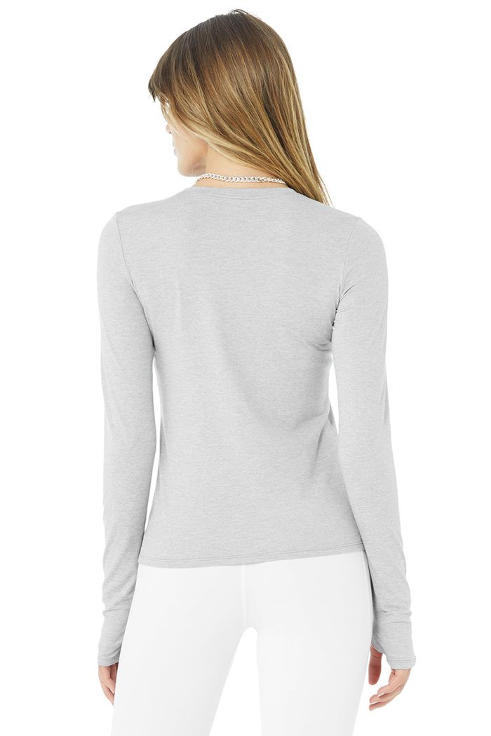 Alo Yoga Alosoft Finesse Long Sleeve Dam Grå | 7251896-VO