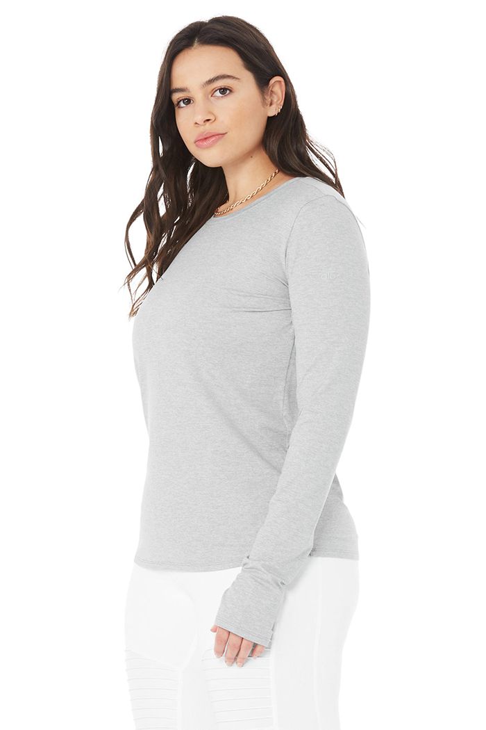 Alo Yoga Alosoft Finesse Long Sleeve Dam Grå | 7251896-VO