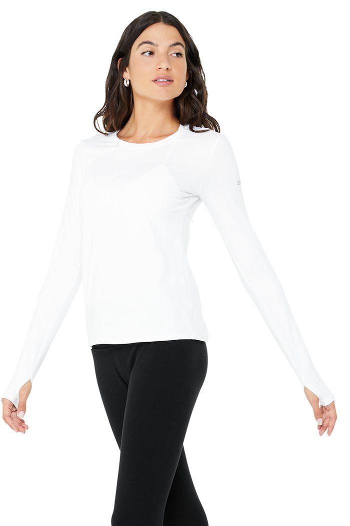 Alo Yoga Alosoft Finesse Long Sleeve Dam Vita | 9123684-ZW