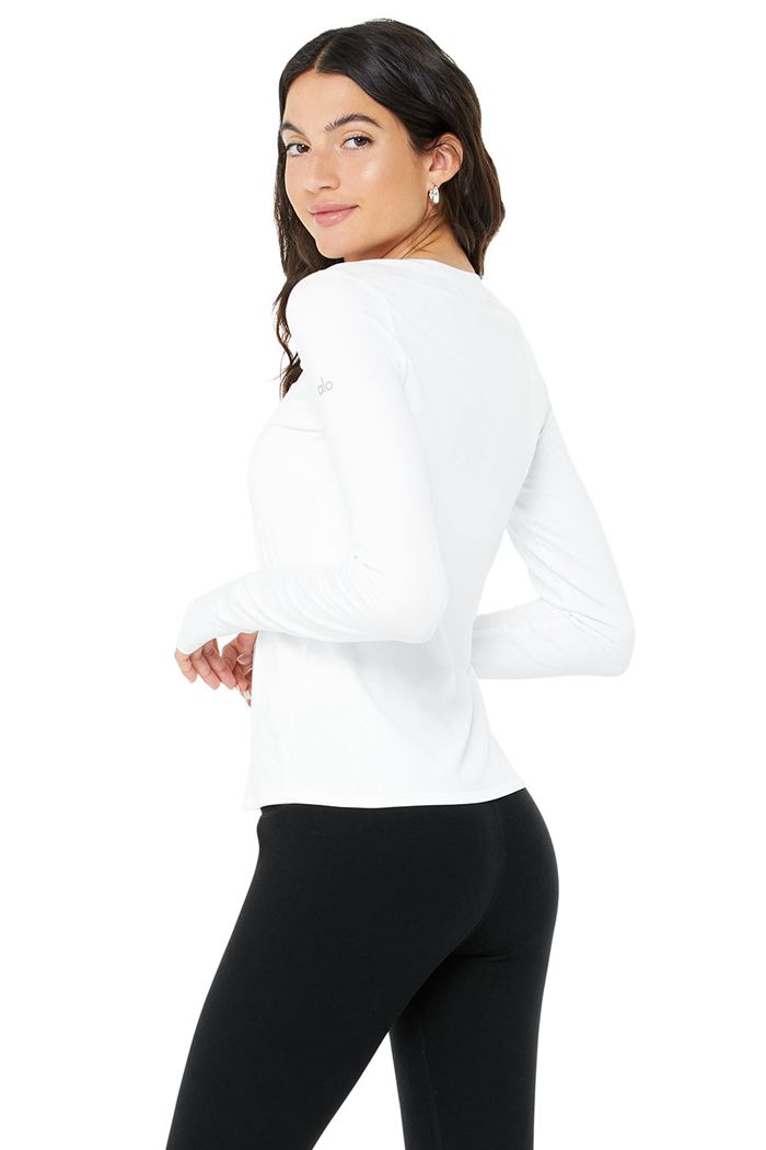 Alo Yoga Alosoft Finesse Long Sleeve Dam Vita | 9123684-ZW