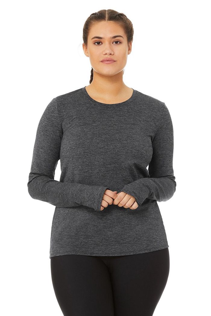 Alo Yoga Alosoft Finesse Long Sleeve Dam Mörkgrå | 9837614-VY