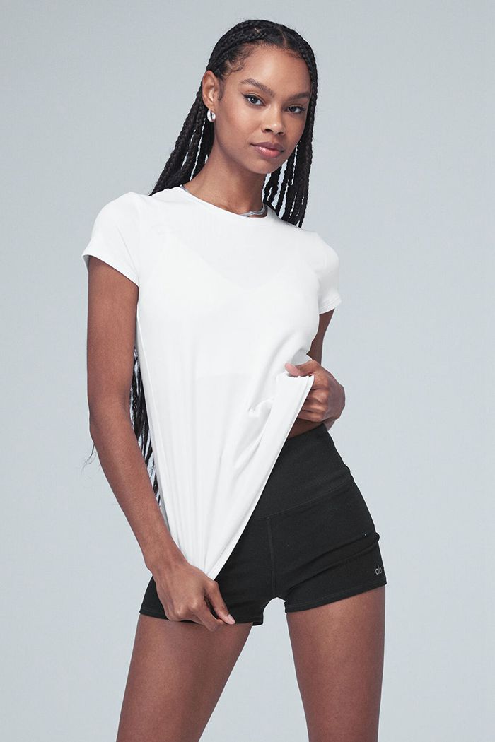 Alo Yoga Alosoft Finesse Tee Short Sleeve Dam Vita | 3027491-KF