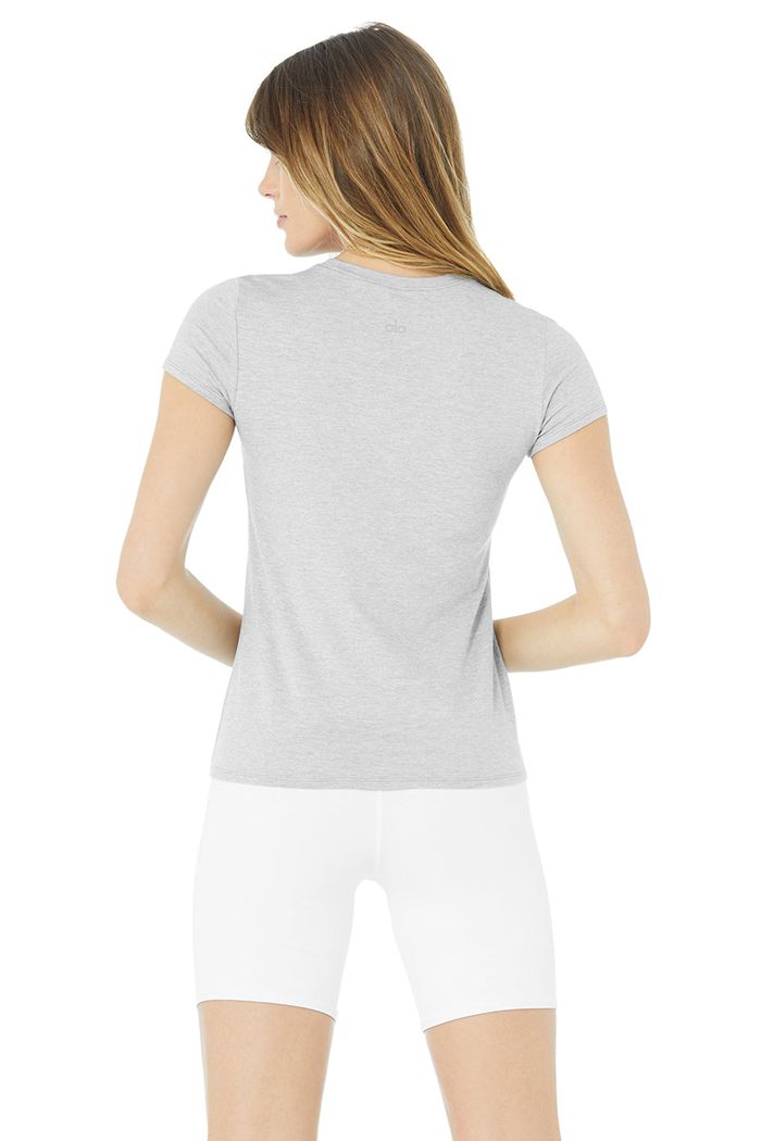 Alo Yoga Alosoft Finesse Tee Short Sleeve Dam Grå | 9154230-TS