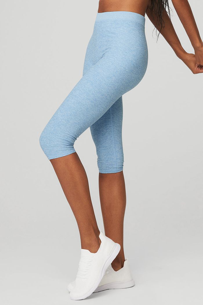 Alo Yoga Alosoft High-Midja Iconic 90's Capri Byxor Dam Blå | 8562174-MD