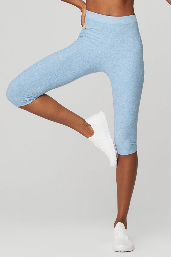 Alo Yoga Alosoft High-Midja Iconic 90\'s Capri Byxor Dam Blå | 8562174-MD