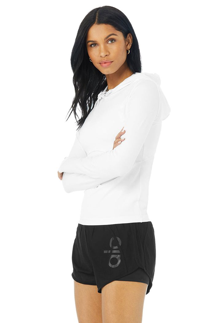 Alo Yoga Alosoft Hooded Runner Long Sleeve Dam Vita | 8412907-LM