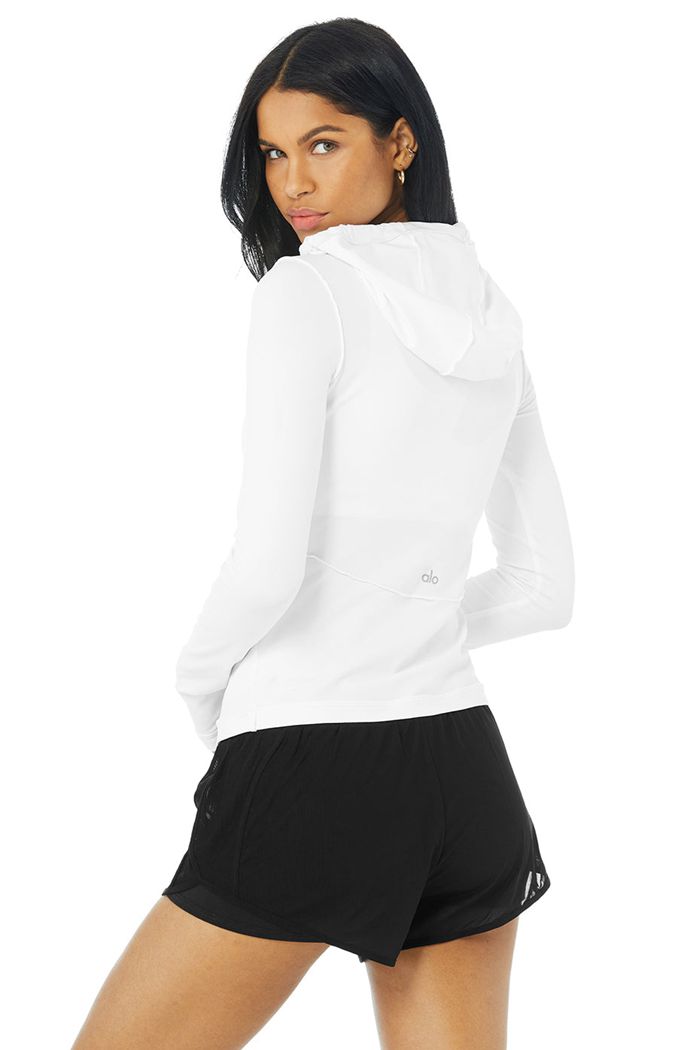 Alo Yoga Alosoft Hooded Runner Long Sleeve Dam Vita | 8412907-LM