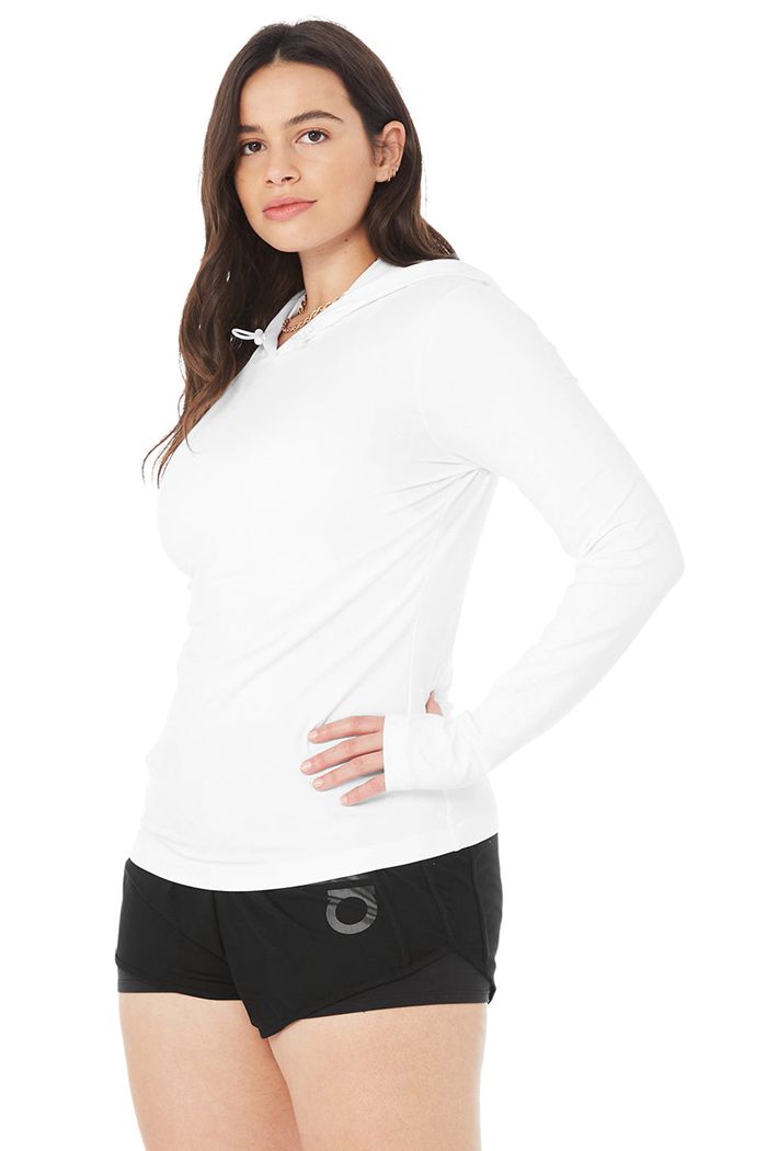 Alo Yoga Alosoft Hooded Runner Long Sleeve Dam Vita | 8412907-LM