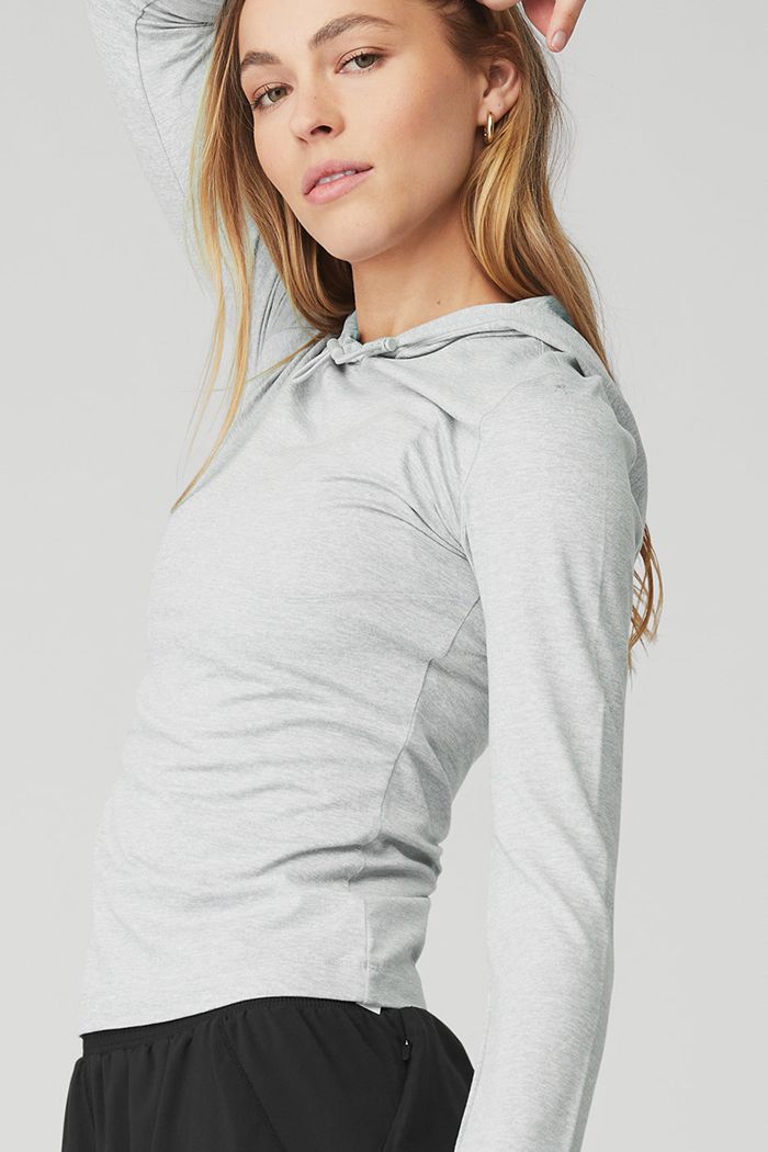 Alo Yoga Alosoft Hooded Runner Long Sleeve Dam Grå | 8657124-AL