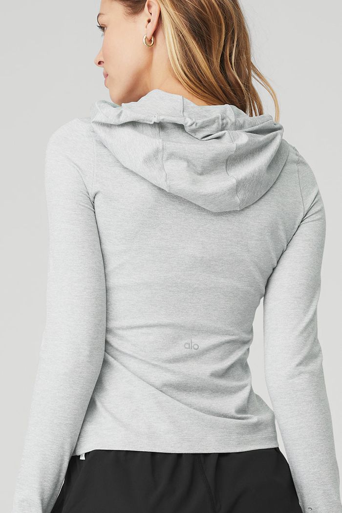 Alo Yoga Alosoft Hooded Runner Long Sleeve Dam Grå | 8657124-AL