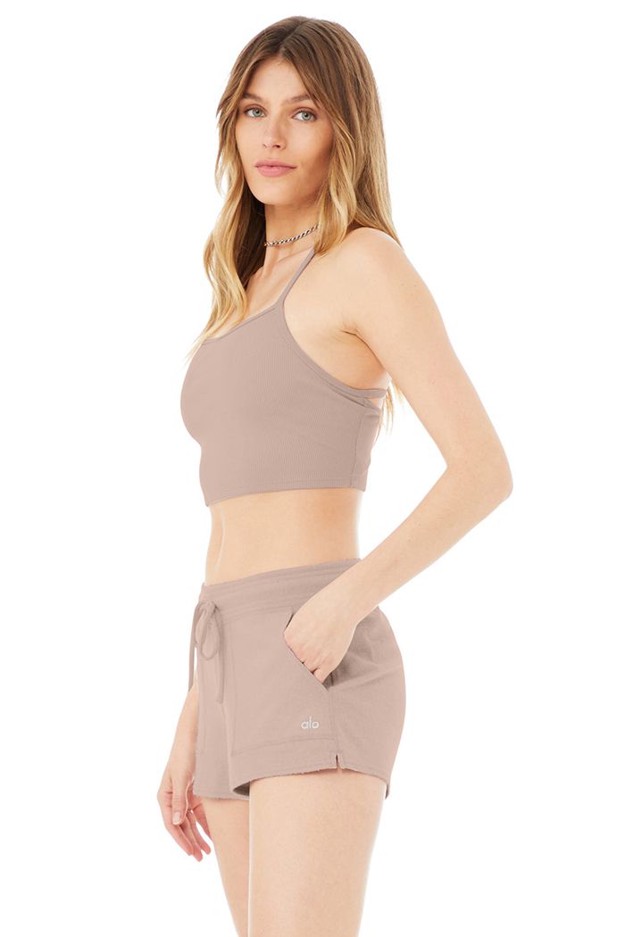 Alo Yoga Alosoft Ribbed Crop Calm Tank Tops Dam Rosa | 5361029-FB