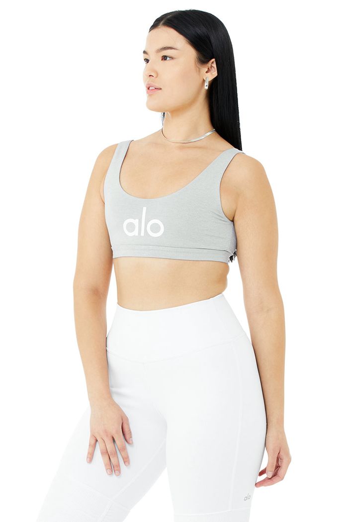 Alo Yoga Ambient Logo BH Dam Grå Vita | 3964258-IG