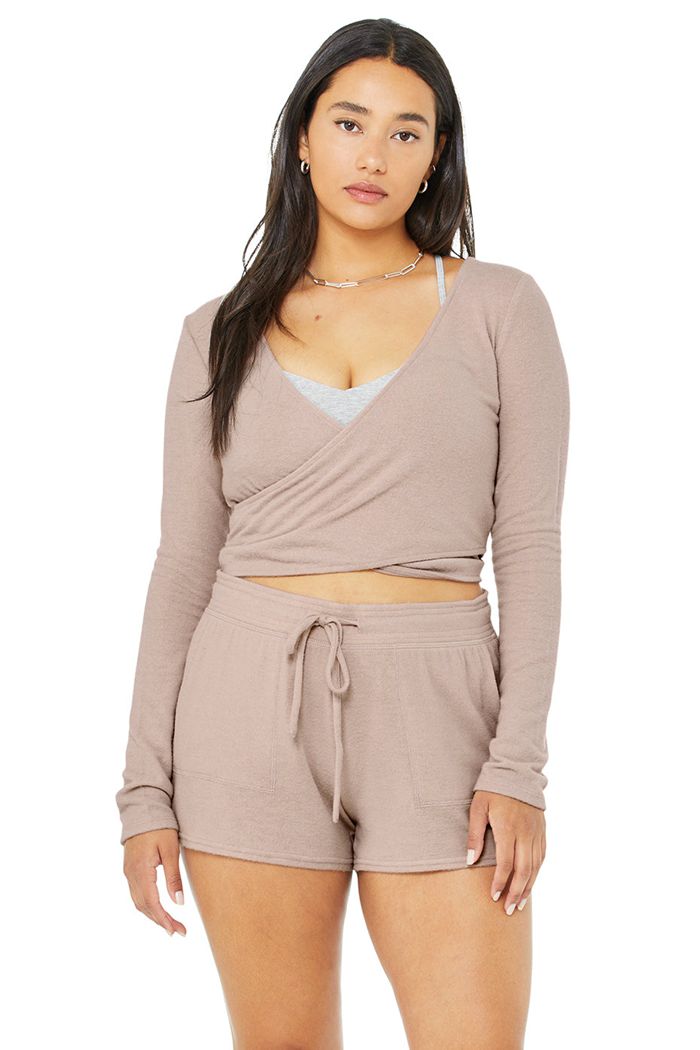 Alo Yoga Amelia Luxe Crop Long Sleeve Dam Rosa | 6547803-AF