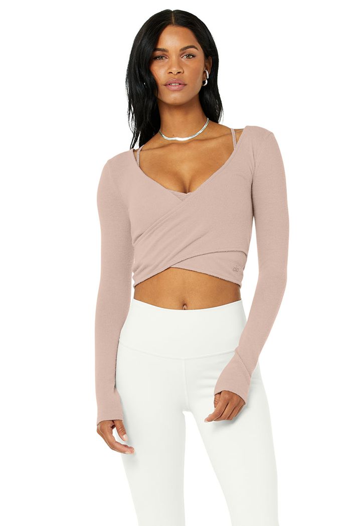 Alo Yoga Amelia Luxe Crop Long Sleeve Dam Rosa | 6547803-AF