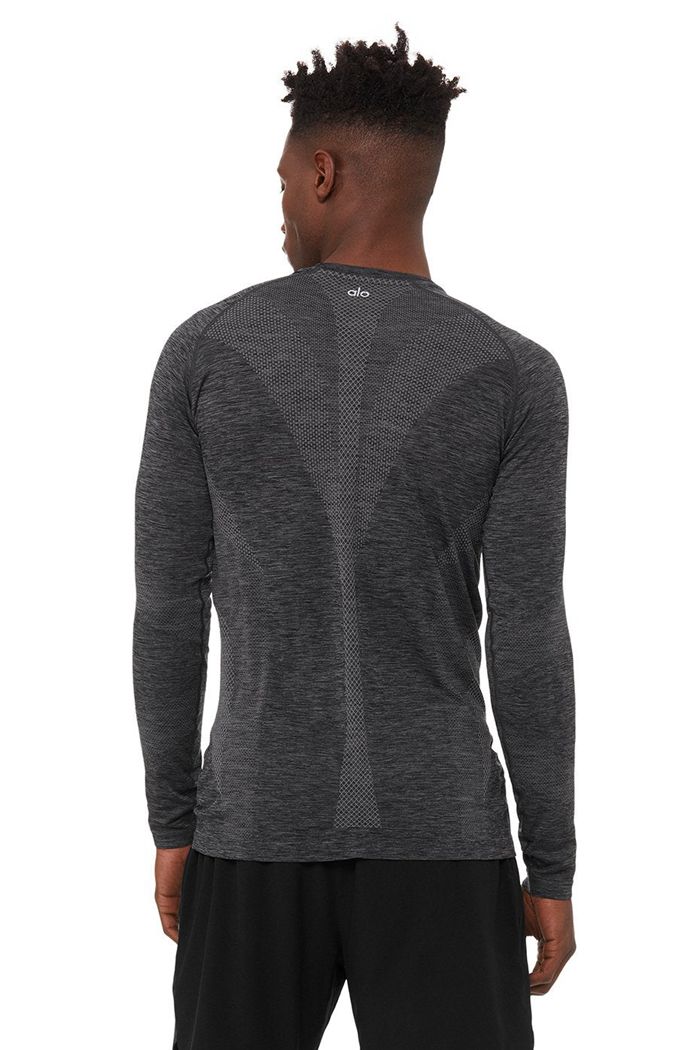 Alo Yoga Amplify Seamless Long Sleeve Herr Svarta | 3016729-KZ