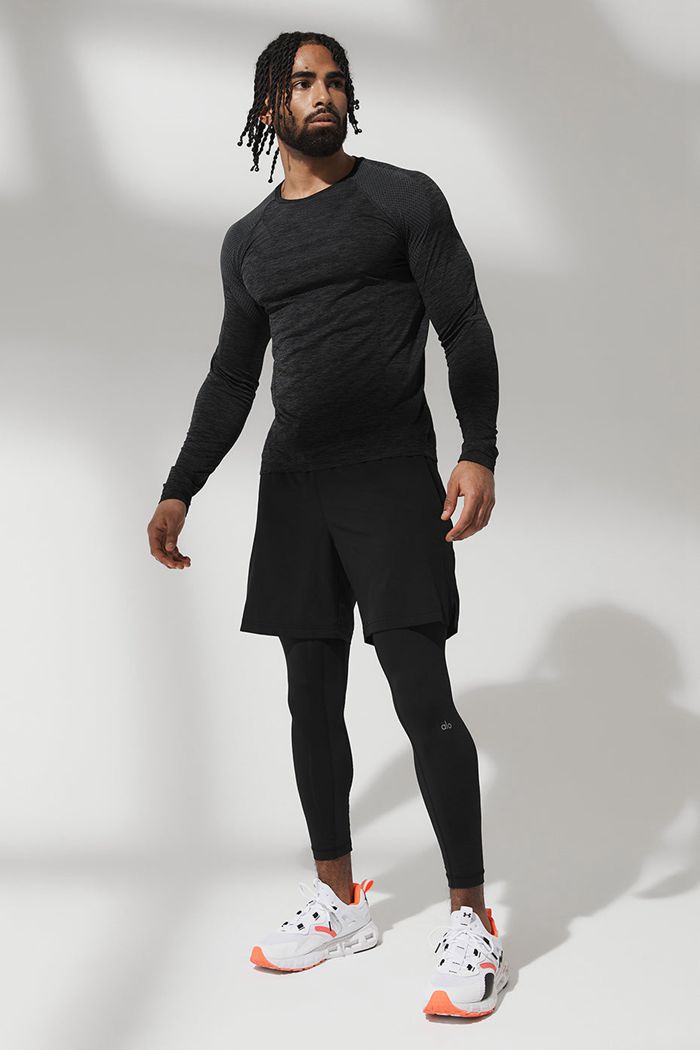 Alo Yoga Amplify Seamless Long Sleeve Herr Svarta | 3016729-KZ