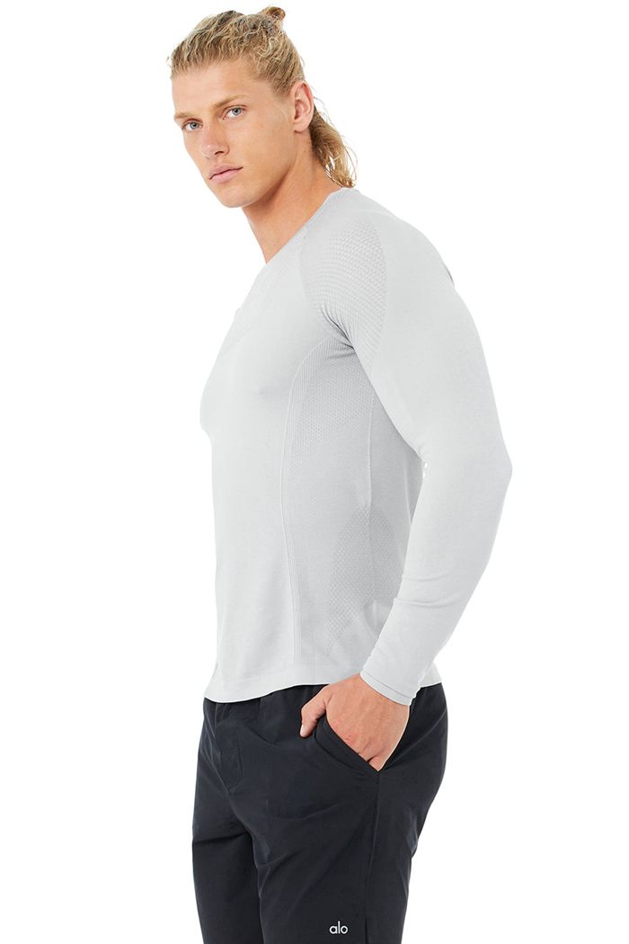 Alo Yoga Amplify Seamless Long Sleeve Herr Grå | 3679210-WJ