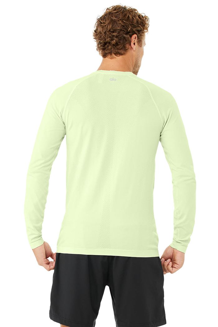 Alo Yoga Amplify Seamless Long Sleeve Herr Gröna | 5932768-AI