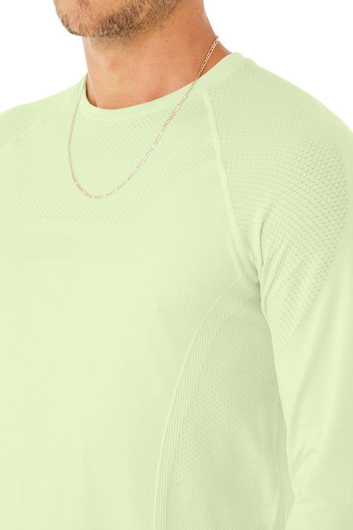 Alo Yoga Amplify Seamless Long Sleeve Herr Gröna | 5932768-AI