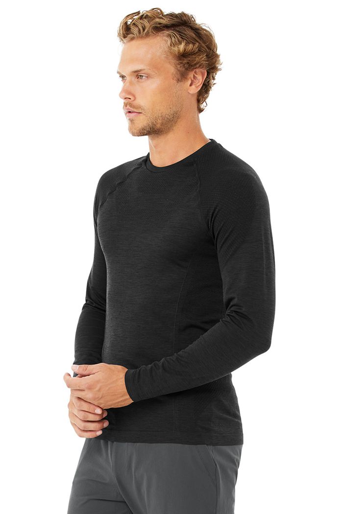 Alo Yoga Amplify Seamless Long Sleeve Herr Svarta | 7325168-AJ